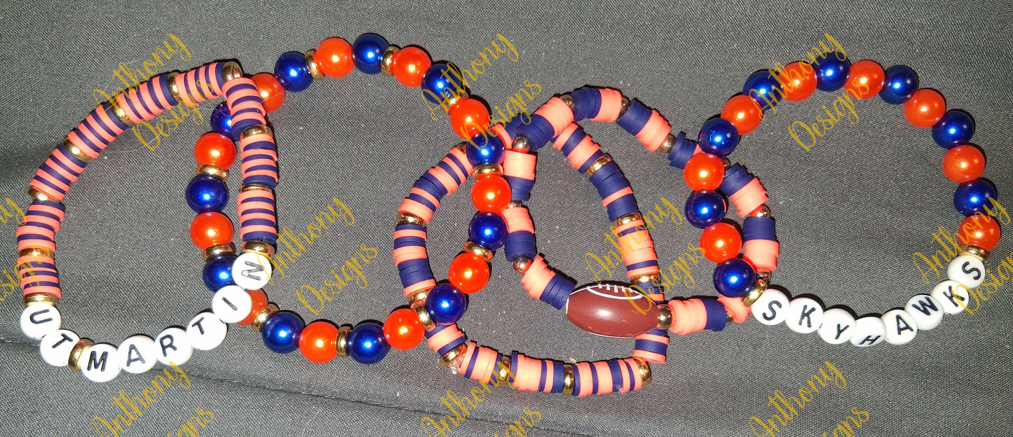 UT Martin Skyhawks football stacker set of 5 Bracelets