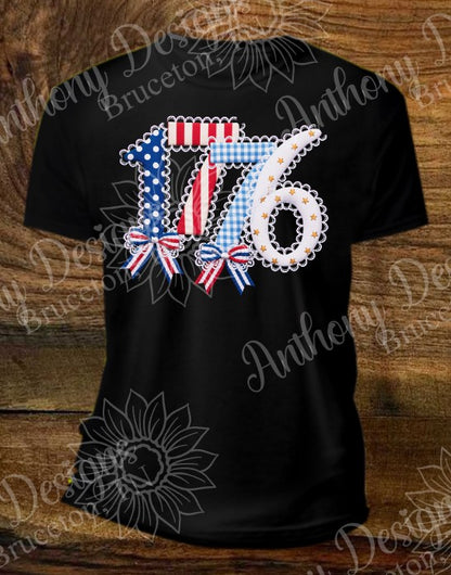 1776 faux lace numbers with bows shirt