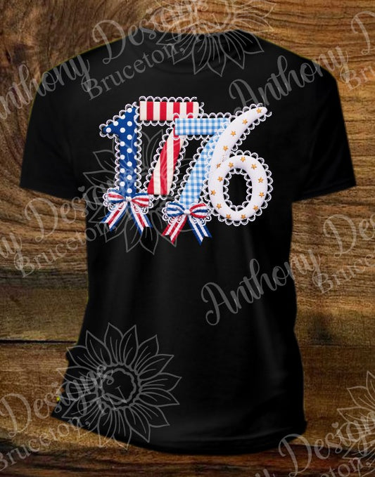 1776 faux lace numbers with bows shirt