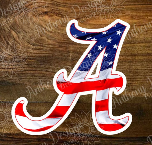American flag Alabama inspired pencil bow Vinyl Stickers