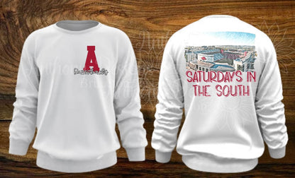 Arkansas. Saturdays in the South. Red and White. Arkansas Razorbacks spirit inspired designed shirt