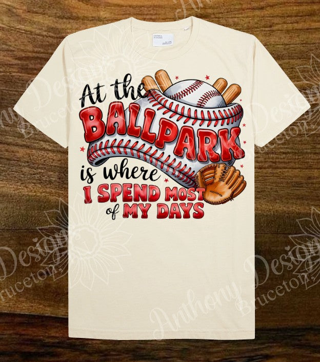 At the ballpark is where I spend most of my days  baseball shirt