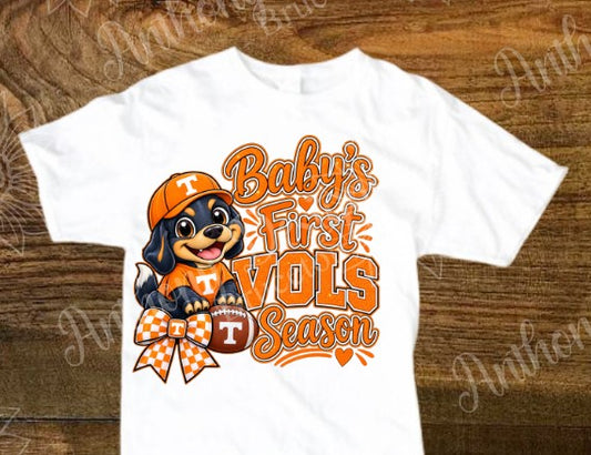 Baby’s First Vols Season. Tennessee Volunteers inspired Baby shirt