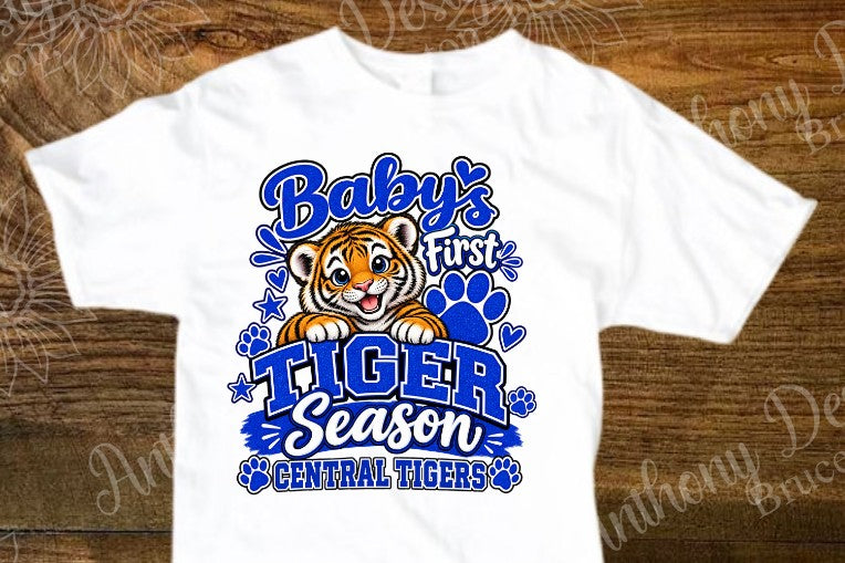 Baby’s First Tigers Season. Central Tigers inspired Baby shirt