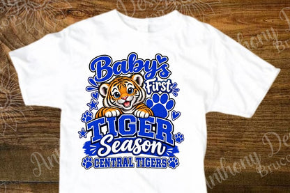 Baby’s First Tigers Season. Central Tigers inspired Baby shirt