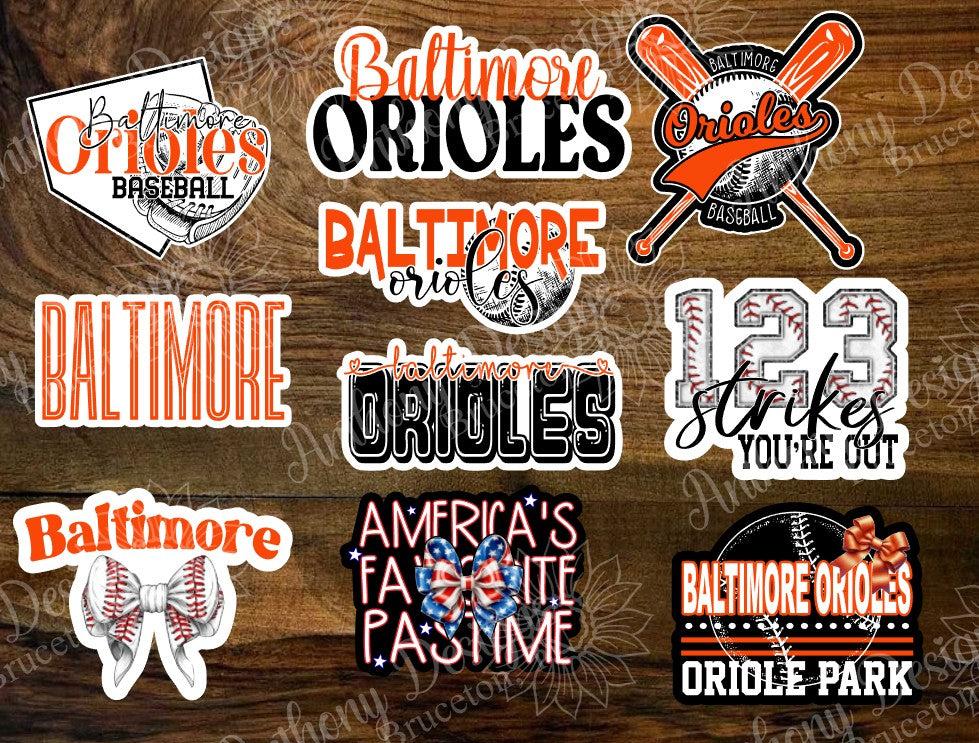 Baltimore inspired Baseball Vinyl Stickers