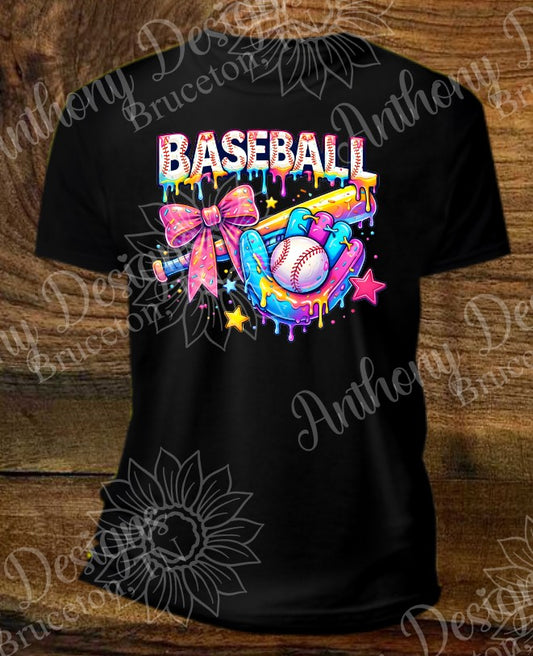 Baseball mom drip colorful shirt