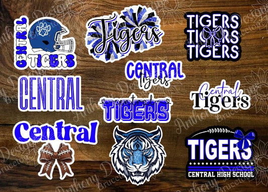 Central High School Tigers vinyl stickers