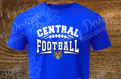 Tigers (school mascot) Football with mascot head icon designed shirt