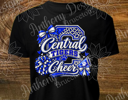 Central Tigers. Cheer. school spirit inspired designed shirt