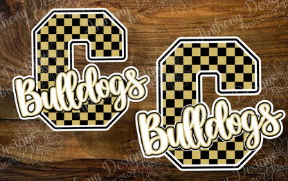 Personalized checker print School Monogram and Mascot Vinyl Sticker