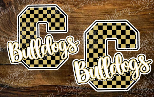 Personalized checker print School Monogram and Mascot Vinyl Sticker