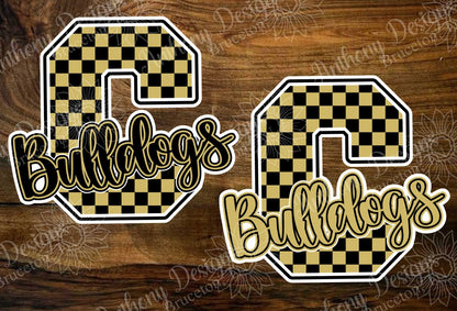 Personalized checker print School Monogram and Mascot Vinyl Sticker
