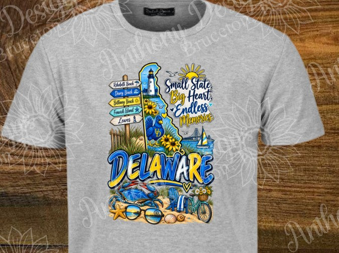 Delaware. Small State Big Heart Endless Memories. Delaware inspired designed shirt