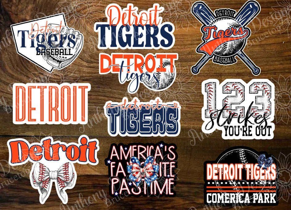 Detroit inspired Baseball Vinyl Stickers