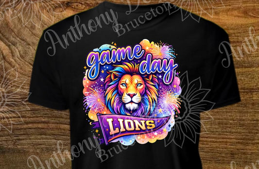 Game Day Lions bright (school mascot) Spirit designed shirt