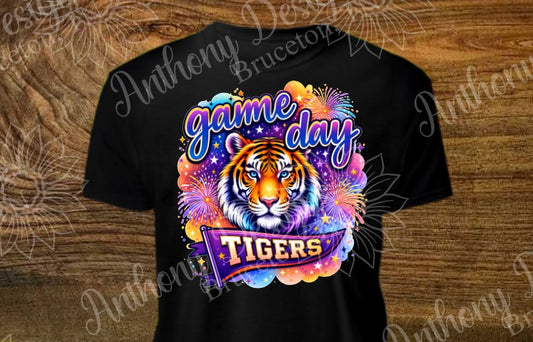 Game Day Tigers bright (school mascot) Spirit designed shirt