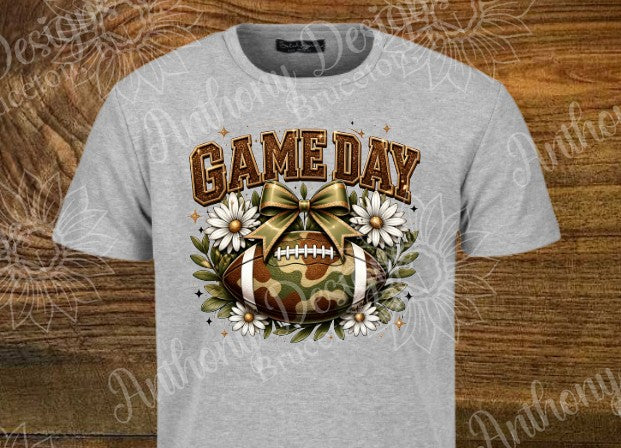 Football Game Day camo daisies designed shirt