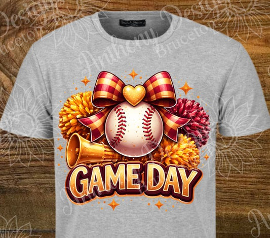 Baseball Game Day Red and Yellow Gold shirt