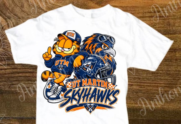 Garfield and Captain Skyhawk. UT Martin    school spirit inspired designed shirt