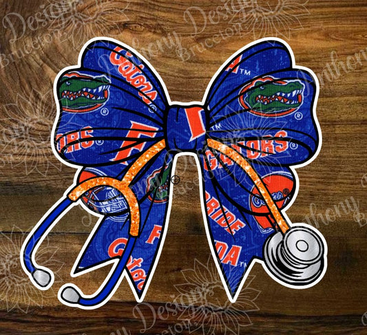 Florida nurse doctor inspired stethoscope bow Vinyl Stickers