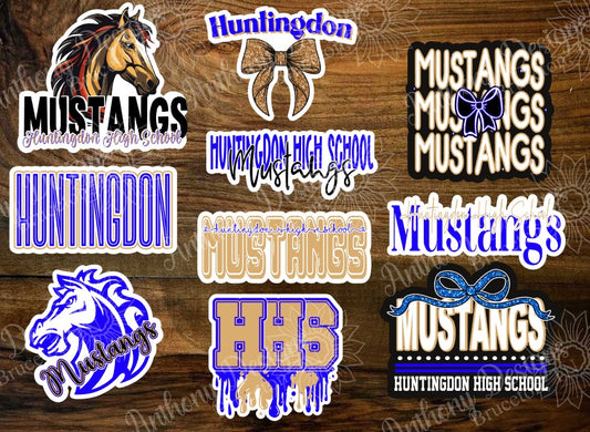 Huntingdon High School Mustangs vinyl stickers