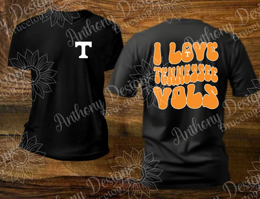 I Love UT Vols design School Spirit shirt groovy retro orange white