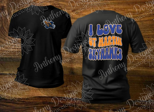 I Love UT Martin design School Spirit shirt groovy retro orange blue (Copy)