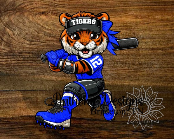 Personalized Lady Tiger Softball Player Vinyl Sticker