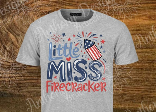 Little Miss Firecracker shirt. 4th of July. Independence Day