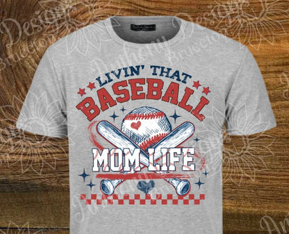 Living That Baseball Mom Life. Baseball. school spirit inspired designed shirt