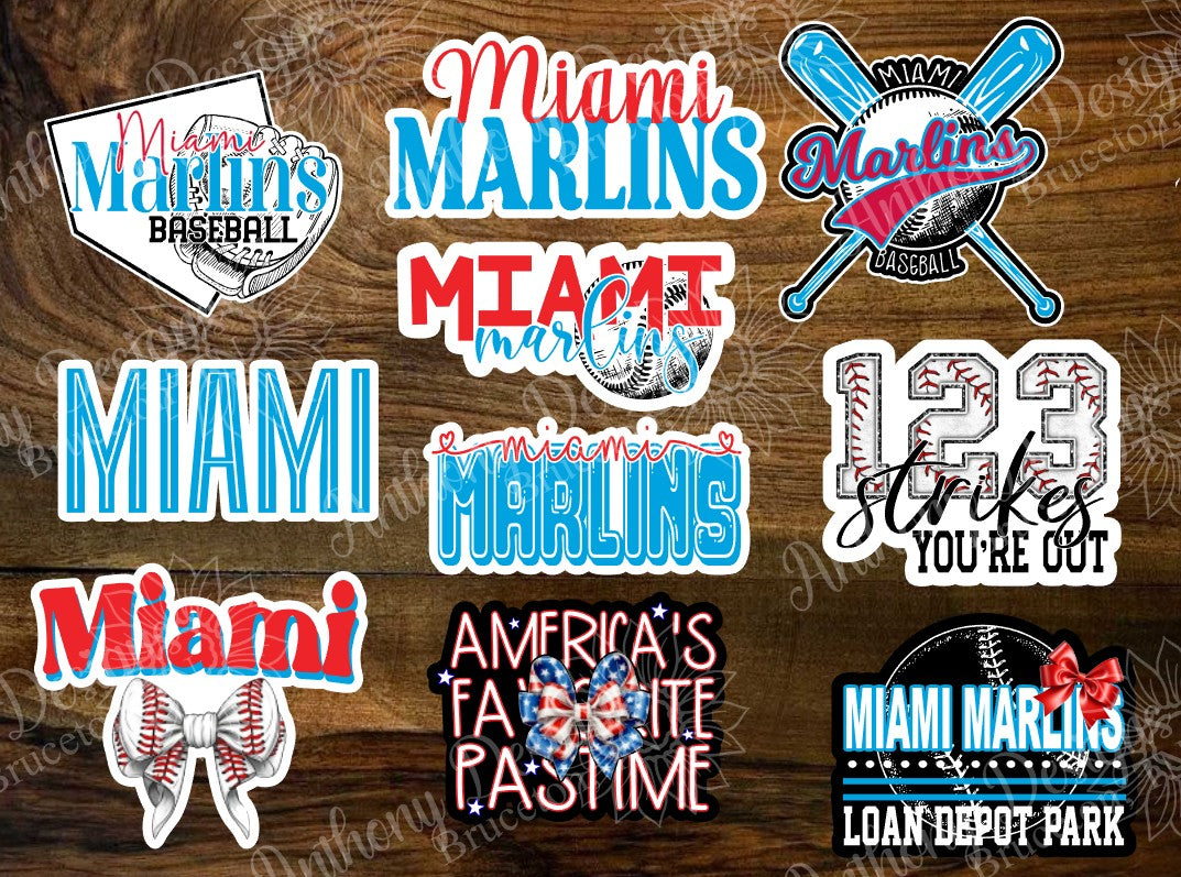 Miami inspired Baseball Vinyl Stickers