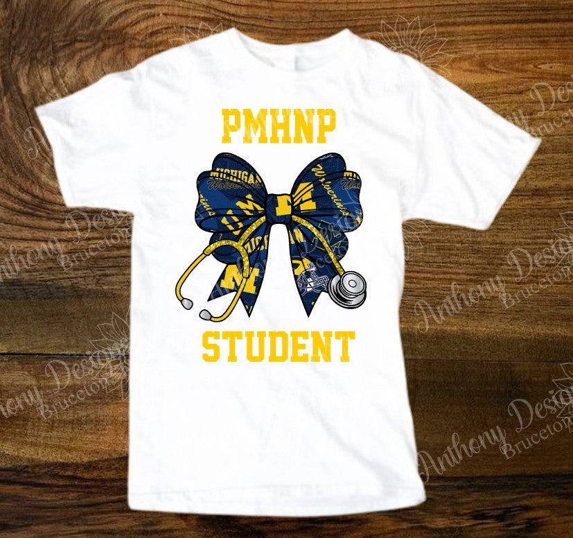 Michigan personalized inspired doctor nurse stethoscope bow school spirit shirt