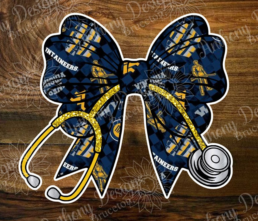 West Virginia nurse doctor inspired stethoscope bow Vinyl Stickers