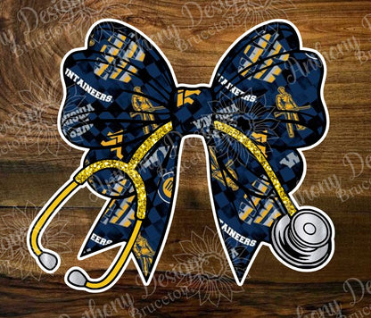 West Virginia nurse doctor inspired stethoscope bow Vinyl Stickers