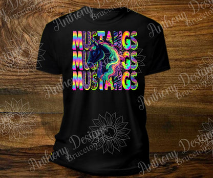 Mustangs Neon mascot  school spirit shirt