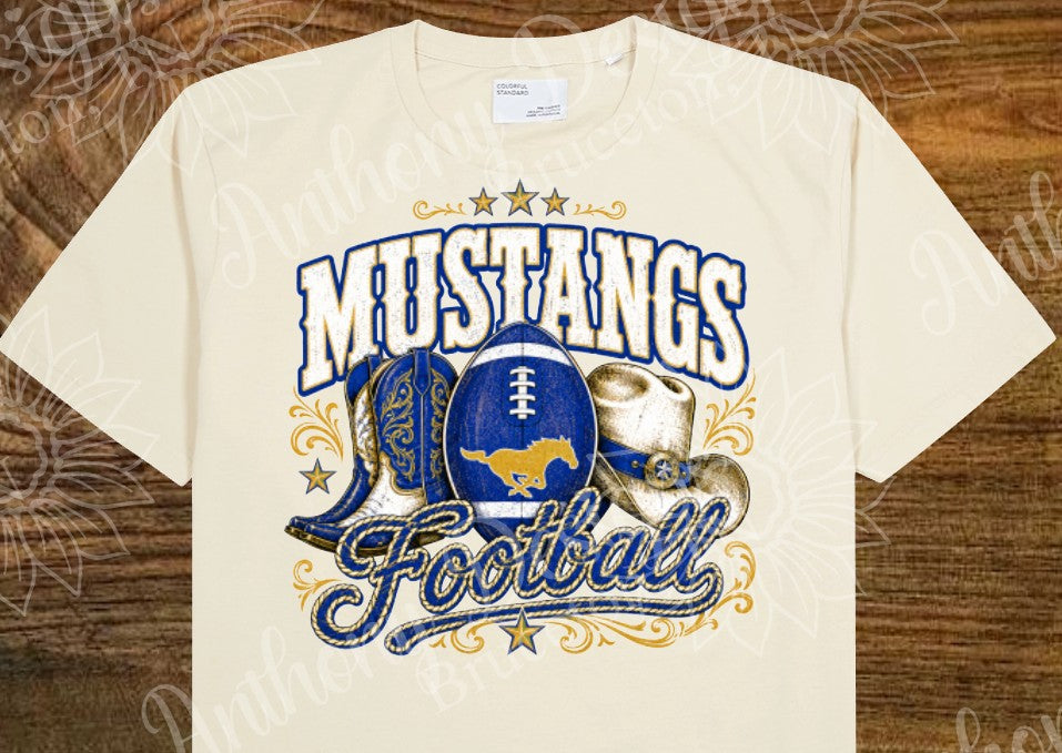 Mustang Football country and western inspired designed shirt