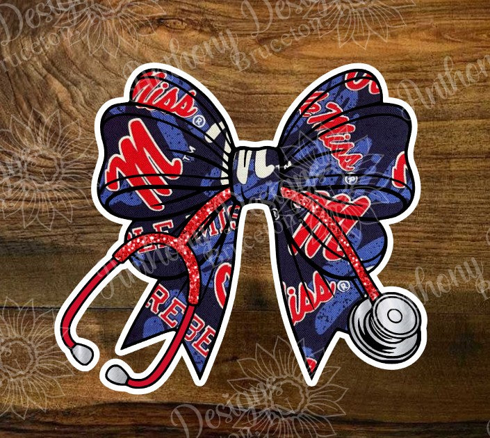 Mississippi nurse doctor inspired stethoscope bow Vinyl Stickers