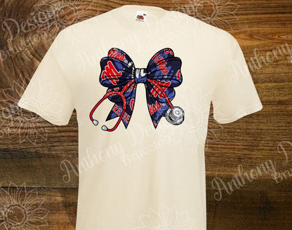 Mississippi inspired doctor nurse stethoscope bow school spirit shirt