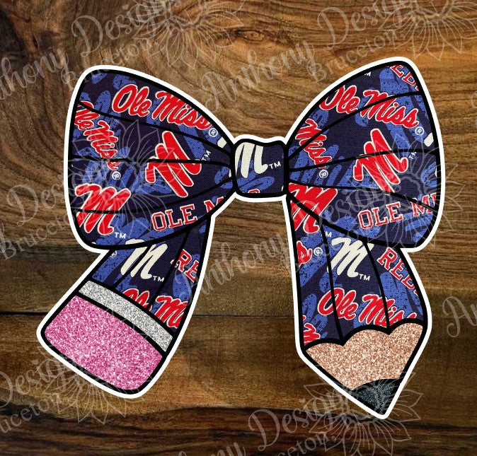 Mississippi inspired pencil bow Vinyl Stickers