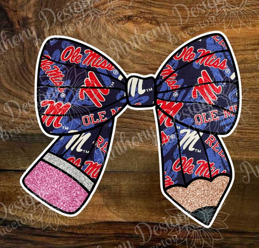 Mississippi inspired pencil bow Vinyl Stickers