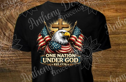 One Nation Under God with American Eagle flag wings shirt