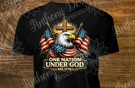 One Nation Under God with American Eagle flag wings shirt