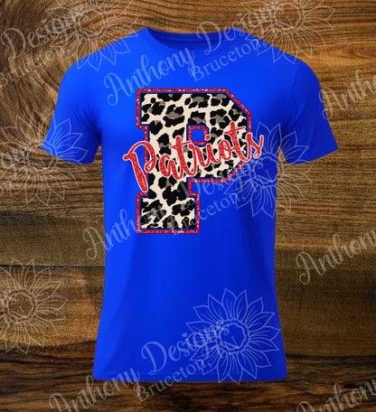 Patriots with cheetah print school spirit inspired designed shirt