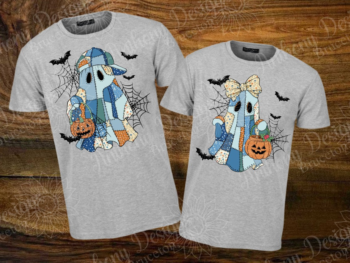 Patchwork Ghost boy or girl. Halloween inspired designed shirt