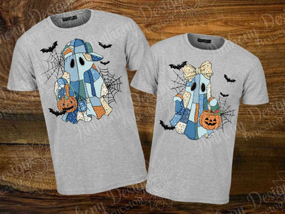 Patchwork Ghost boy or girl. Halloween inspired designed shirt
