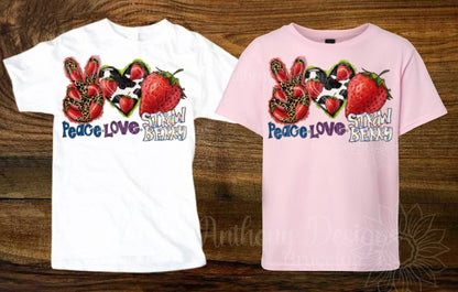 Peace Love Strawberry.  Strawberry Festival inspired designed shirt