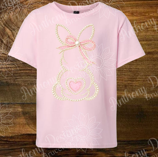 Pearl Bunny outline Easter Shirt