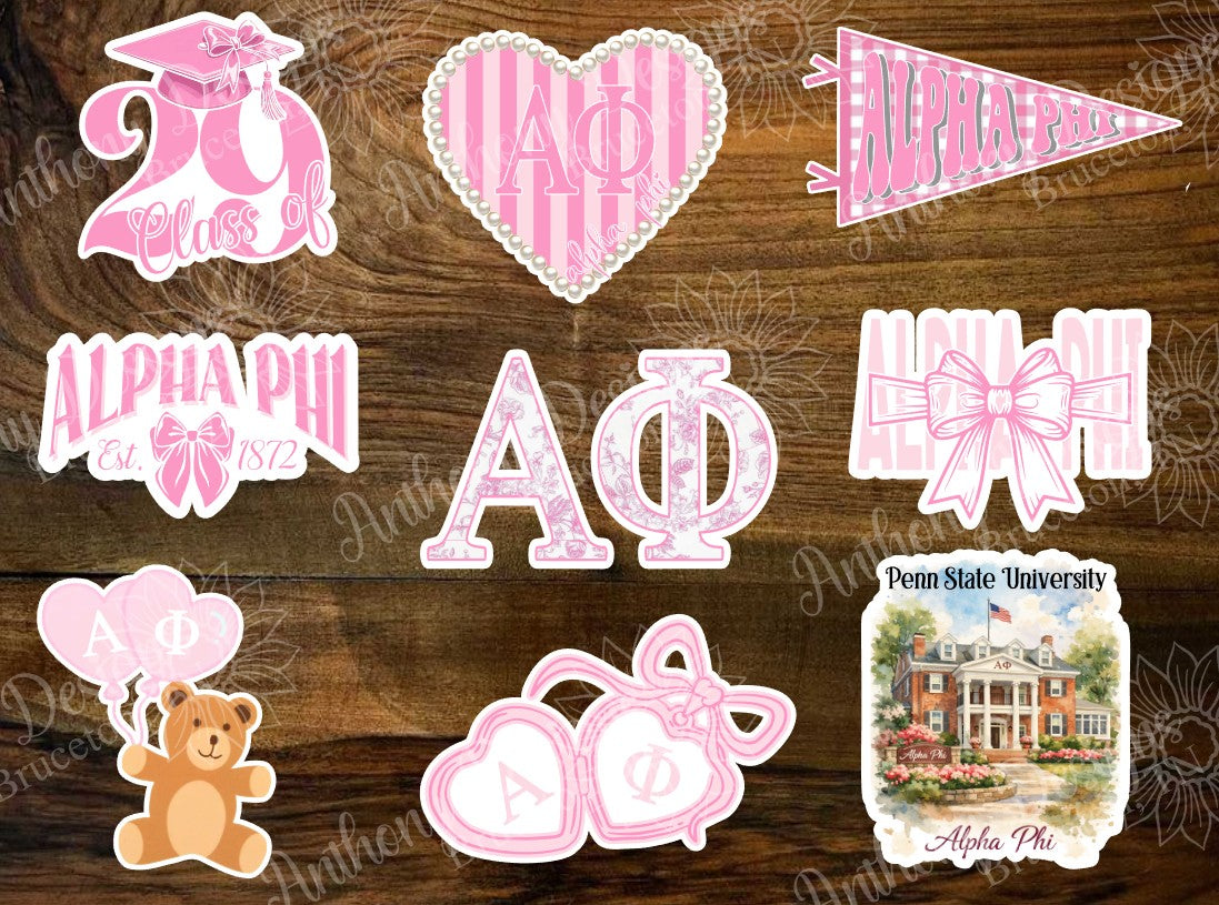 Penn Alpha Phi inspired Vinyl Stickers