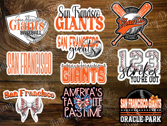 San Francisco inspired Baseball Vinyl Stickers